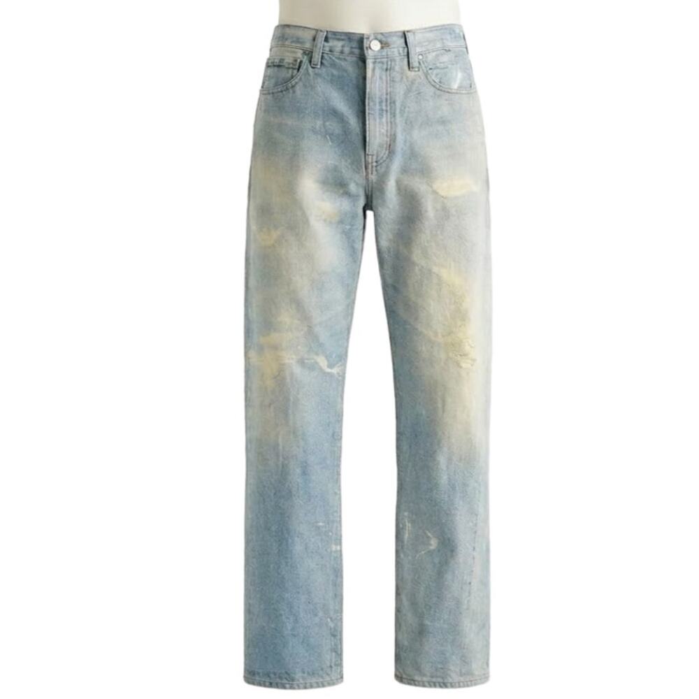 J Crew Point Sur Printed On Distressed Jeans Loose Straight Indie Sleeze 28